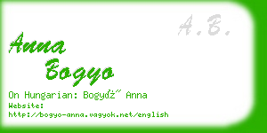 anna bogyo business card